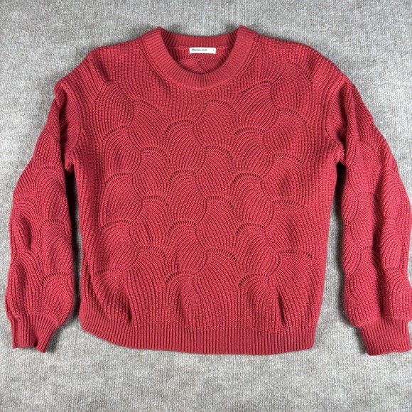 Marine Layer Sweaters - Marine Layer Womens Small Pink/Red Textured Knit Crewneck Sweater Casual